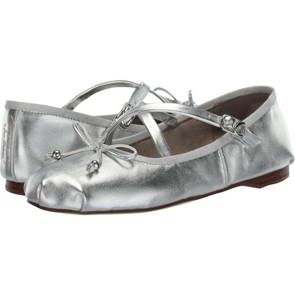 Circus NY by Sam Edelman Women's Soft Silver PolyurethaneCross Strap Ballet Flat - Picture 7 of 7